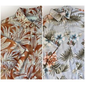 Bundle lot Vintage Silk Men's Tropical Print silk‎ blend Shirts men’s size Large